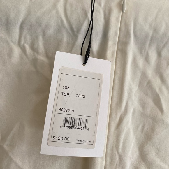 THEORY Theory twisted silk top in white size P new with tag MSRP$130 - Picture 5 of 5